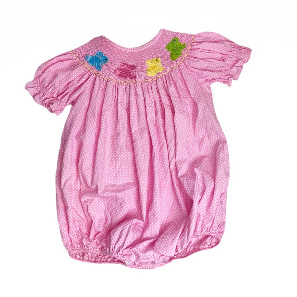Toddler Easter Bunny Pink Frocked Bubble Dress